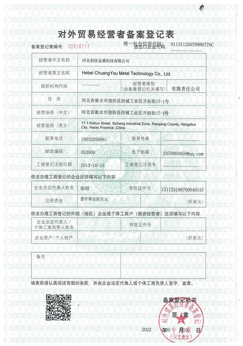 對外貿易備案許可證